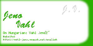 jeno vahl business card